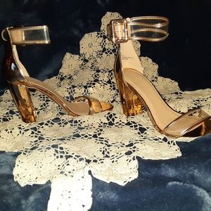 Charlotte Russe Rose Gold Vinyl Strap Heels